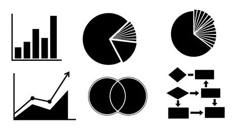 Analyzing data through different visualization techniques and patterns Stock Illustration