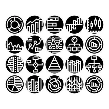 Analyzing data with various charts, graphs, and diagram icons 스톡 일러스트