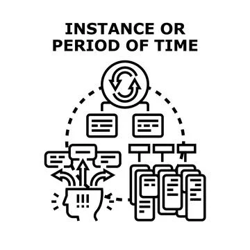 Analyzing data workflow for an instance or period of time Stock Illustration