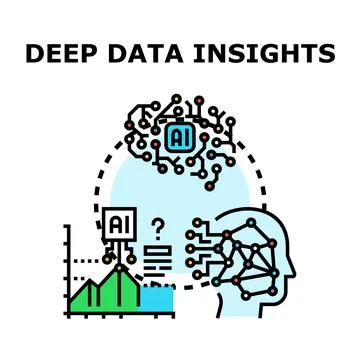 Analyzing deep data insights with artificial intelligence concepts Stock Illustration