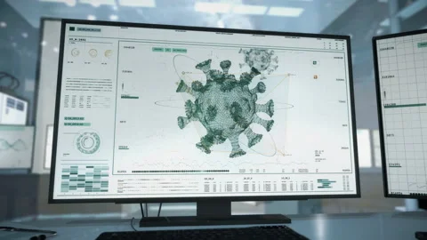Analyzing the deep structures of the virus. Covid-19 was identified. Research. Stock Footage 145535942