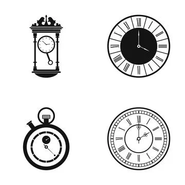 Analyzing different clock types and time measuring tools Stock Illustration