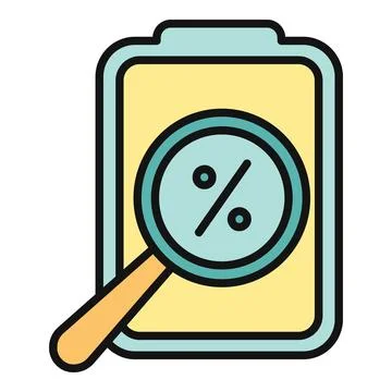 Analyzing discount percentages on a digital tablet icon Stock Illustration