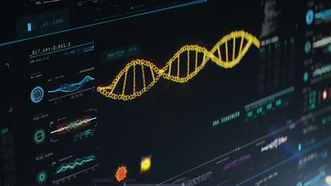 Analyzing DNA core data, genetic engineering, forensic disorder research, genome Stock Footage 105174359