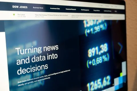 Analyzing dow jones market data for investment decisions Stock Photos
