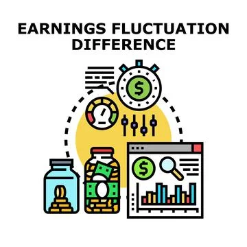 Analyzing earnings fluctuation difference and financial management Stock Illustration