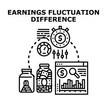 Analyzing earnings fluctuation difference and financial management Stock Illustration