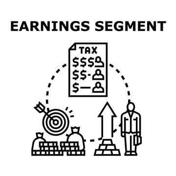 Analyzing earnings segment and income distribution concept illustration Stock Illustration