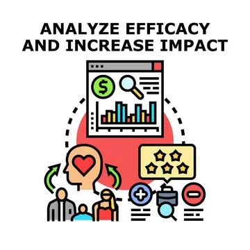 Analyzing efficacy and increasing impact concept vector 库存插图