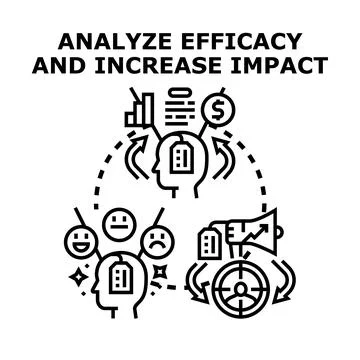 Analyzing efficacy and increasing impact concept vector Stock Illustration
