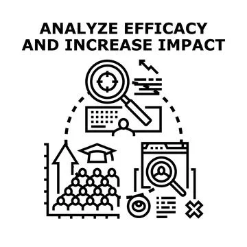 Analyzing efficacy and increasing impact in strategy development Stock Illustration