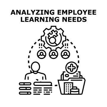 Analyzing employee learning needs for business growth Stockillustratie