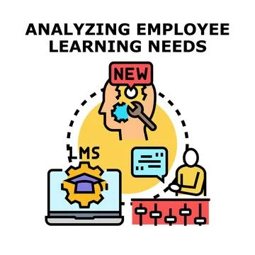 Analyzing employee learning needs process vector Stock Illustration
