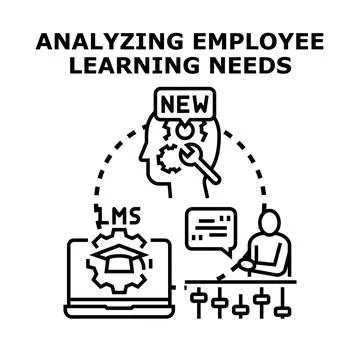 Analyzing employee learning needs process vector Stock Illustration