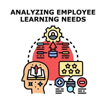 Analyzing employee learning needs for professional development 库存插图