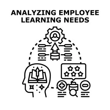 Analyzing employee learning needs for professional development Stock Illustration