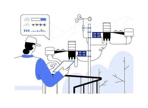 Analyzing environmental data abstract concept vector illustration. Stock Illustration