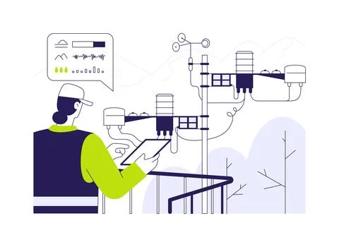 Analyzing environmental data abstract concept vector illustration. Stock Illustration