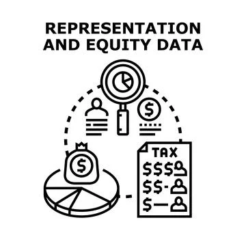 Analyzing equity data for financial and social justice Stock Illustration
