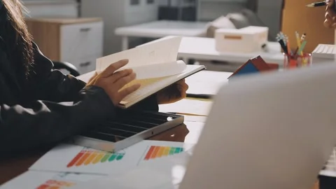 Analyzing esg report data for sustainable business development Stock Footage 336459053