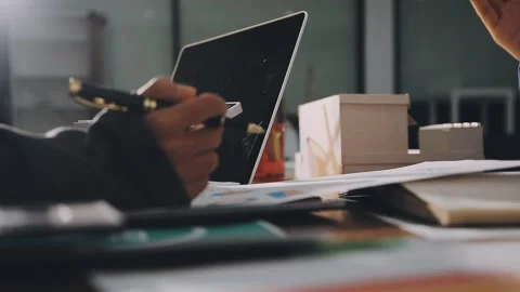 Analyzing esg report data for sustainable business development Stock Footage 336459150