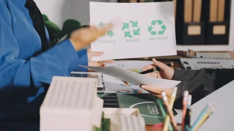 Analyzing esg report data for sustainable business development Stock Footage 336459179