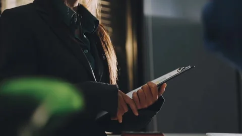Analyzing esg report data for sustainable business development Stock Footage 336459239