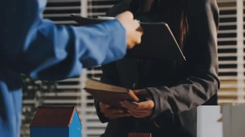 Analyzing esg report data for sustainable business development Stock Footage 336459246
