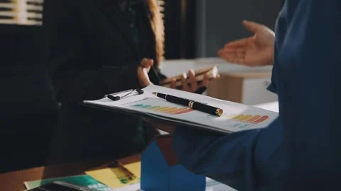 Analyzing esg report data for sustainable business development Stock Footage 336459250