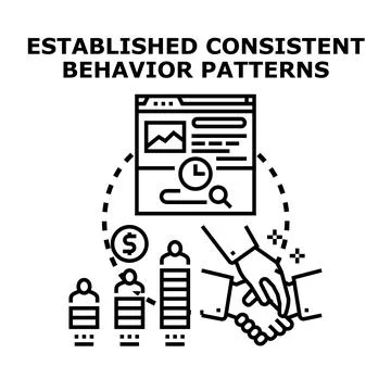 Analyzing established consistent customer behavior patterns Illustrazione stock