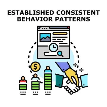Analyzing established consistent customer behavior patterns Stock Illustration