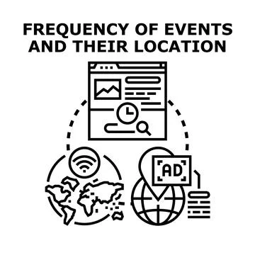 Analyzing event frequency and location for targeted marketing Stock Illustration