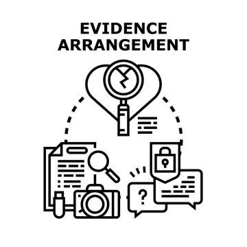 Analyzing evidence for arrangements and forensic investigation Stock Illustration