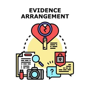 Analyzing evidence for arrangements and forensic investigation Stock Illustration