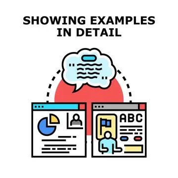 Analyzing examples in detailed information concept Stock Illustration