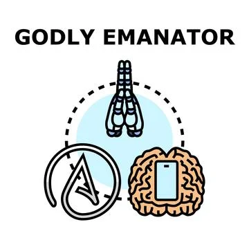 Analyzing faith, atheism, and technology concepts Stock Illustration