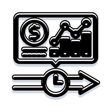 Analyzing financial data and business growth over time Stock Illustration