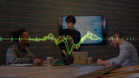 Analyzing financial data animation, people in business meeting in conference Stock Footage 326191021