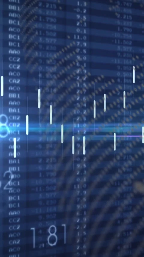 Analyzing financial data with digital graphs and numbers for stock market Stock Footage 344370509
