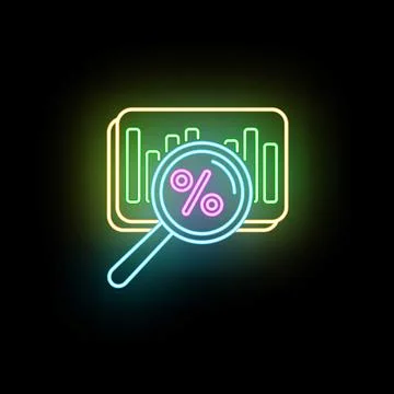 Analyzing financial data with glowing neon percentage chart イラスト素材
