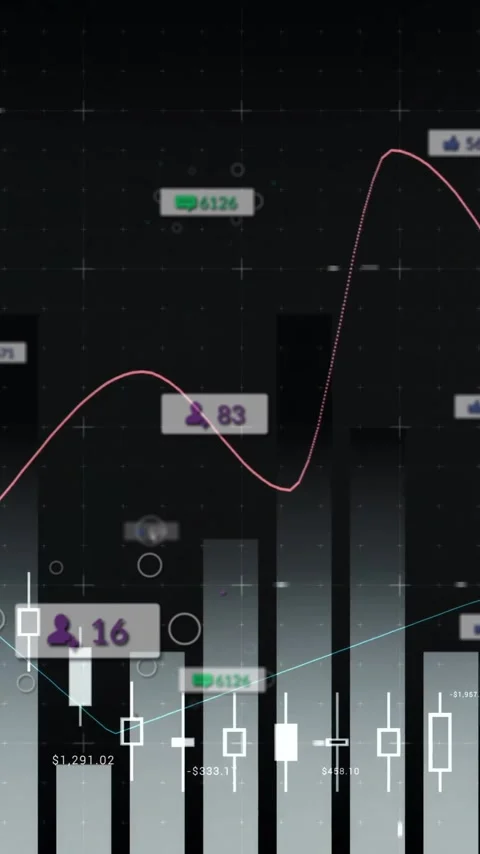 Analyzing financial data with graphs and charts on dark background animation Stock Footage 344404031