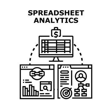 Analyzing financial data using spreadsheet analytics software Stock Illustration