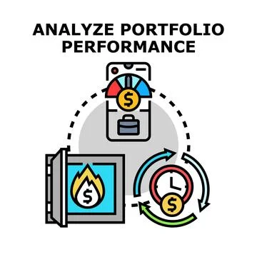 Analyzing financial portfolio performance and investment risk management Stock Illustration