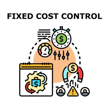 Analyzing fixed cost control for business optimization Stock Illustration