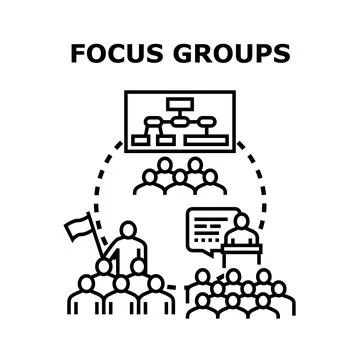 Analyzing focus groups for market research and public opinion Stock Illustration