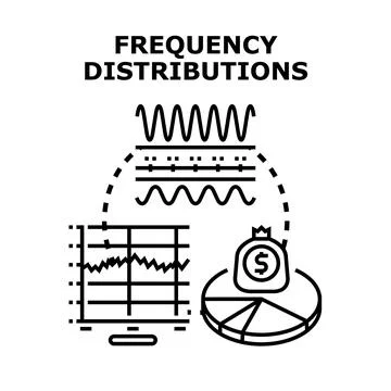 Analyzing frequency distributions using data visualization charts Stockillustratie