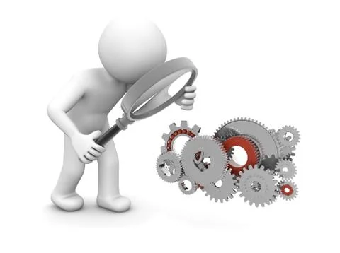 Analyzing gears Stock Illustration