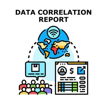 Analyzing global data correlation and report trends Illustrazione stock