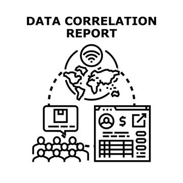 Analyzing global data correlation and report trends Stock Illustration