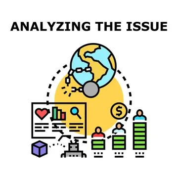 Analyzing global issues, problem solving and data research Stock Illustration